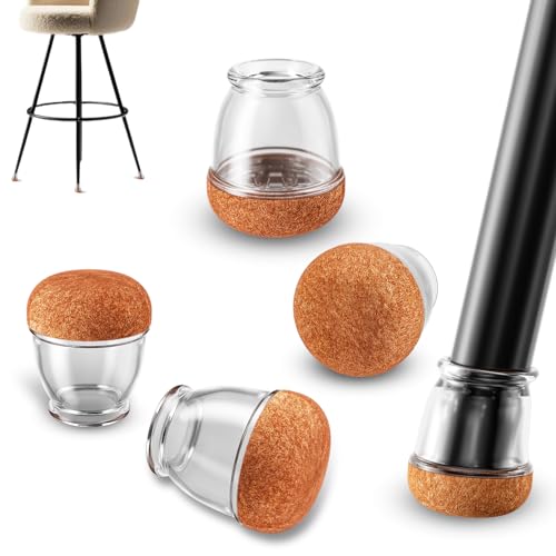 Ezprotekt 24 Pcs Extra Small Chair Leg Floor Protectors, Silicone Felt Chair Pads for Hardwood Floors, Round Chair Leg Caps, Felt Furniture Feet Covers for Dining Table, Clear (XS Fit: 2/5"-11/20") - size: Xs-round