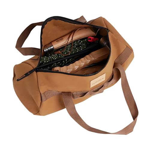 TBACW Canvas Tool Storage Bag with Zipper - Organizer for Tools, Tent Stakes & Poles, Durable Fabric Utility Pouch for Outdoor Hunting Hiking Camping Gear (Khaki) - color: khaki