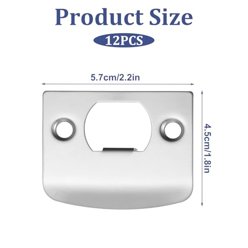12Pcs Deadbolt Strike Plate Stainless Steel Deadbolt Covers Standard Door Lock Latch Restorer Spacer Door Reinforcement Kit for Home Office Doors Frame Repair