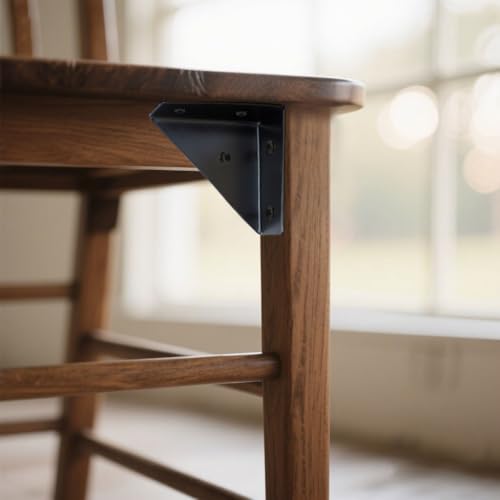 2-9/16" Corner Brace L Bracket for Wood – 10 Pack Solid Steel Triangle Bracket with Screws for Bookshelf/ Table/ Desk & Bed Frame Stabilization Repair – Easy DIY Fix for Shaky Furniture