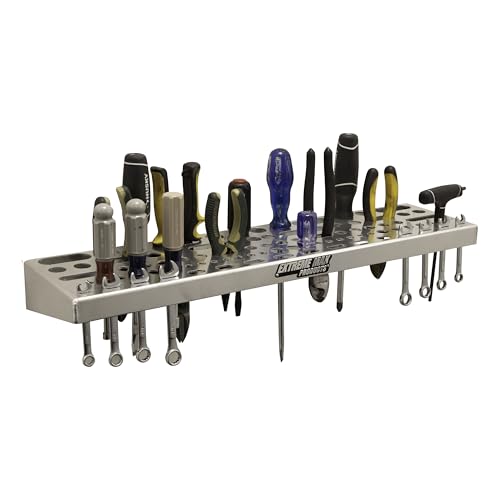 Extreme Max 5001.6661 Wall-Mount Aluminum Tool Organizer for Race Trailer, Garage, Shop, Enclosed Trailer, Toy Hauler - Silver - color: Silver