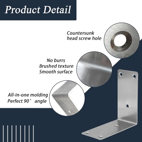 30PCS 304 Stainless Steel Corner Brace for Wood, Heavy Duty Long L Brackets, L Lock Mounting Bracket for Repairing and Reinforcing Wood Cabinets Furniture,（Silver,5X1X1IN - size: 5X1X1IN