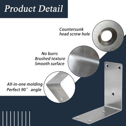 30PCS 304 Stainless Steel Corner Brace for Wood, Heavy Duty Long L Brackets, L Lock Mounting Bracket for Repairing and Reinforcing Wood Cabinets Furniture,（Silver,5X1X1IN - size: 5X1X1IN