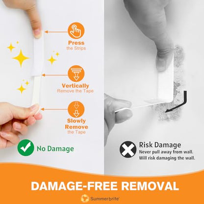 SummerBrite XL Picture Hanging Strips Heavy Duty, 40 Strips Damage Free Removal Picture Hangers for Wall, Sticky Hook & Loop Adhesive Strips for Poster/Picture/Home/Office, 20 Pairs/X-Large, White - size: X-large 20 Pairs, style: White