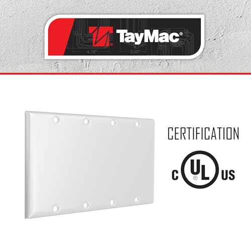 TayMac WW-BBBB 4-Gang White Smooth Metal Standard 4-Blank Wall Plate, Outlet Cover Wall Plate with Screws, Electrical Outlet Cover Plate for 4 Devices - style: Four Gang