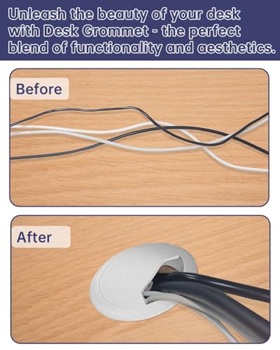 Desk Grommet 2-3/8 inch (60mm) 10 Pieces - White Desk Cable Grommet Desk Cable Hole Covers with Hole Saw for TV, Office, Wires Through Countertop and Home Table - color: Grommet White, size: 2-3/8 inch