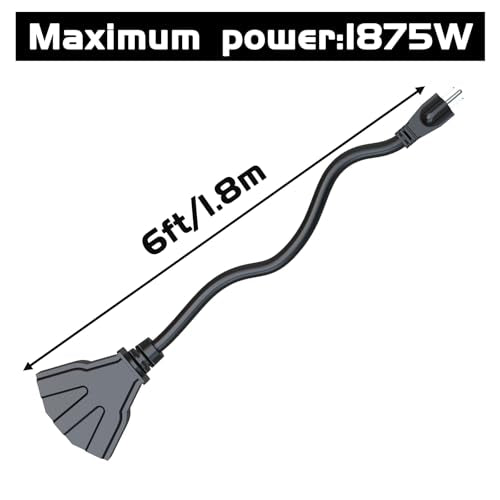 HITRENDS - 6FT 12/3 Gauge Outdoor Extension Cord with Multiple Outlets, with 3 Power Outlets Heavy Duty Waterproof Outdoor Extension Cord, Max 30A 3750W 12AWG