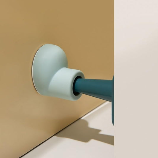 No-Drill Silicone Door Stopper – Heavy-Duty Big Foot Design Wall Protector for Home & Office – Strong Adhesive Round Head Door Holder, Floor-Mounted Door Stop (Dark Blue+ Light Blue) - color: Dark Blue+ Light Blue
