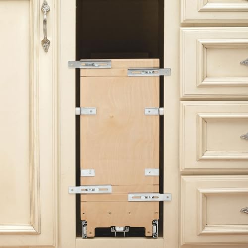 Rev-A-Shelf 8" Wooden Pullout Shelf Bakeware Organizer for Base Kitchen Cabinets with Soft Close and 100 Pound Ball-Bearings, 447-BCBBSC-8C - size: 8 Inches