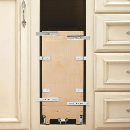 Rev-A-Shelf 8" Wooden Pullout Shelf Bakeware Organizer for Base Kitchen Cabinets with Soft Close and 100 Pound Ball-Bearings, 447-BCBBSC-8C - size: 8 Inches