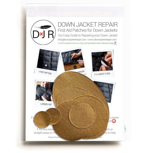 Down Jacket Repair Patches - Self-Adhesive Down Jacket Repair Patches | Waterproof, Tear-Resistant, Pre-Cut Patches | 7-Piece Set for Outdoor Gear, Sleeping Bags & Tent - color: Gold