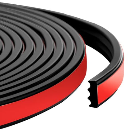 Ribbed Foam Rubber Seal, EPDM Rubber Weather Stripping with 3M 4011 Acrylic Foam Tape Self-Adhesive Bulkhead Seal Gasket Strip for Garage Door/Window/RV/Boat/Automotive/Marine (0.5" W, 25Ft)