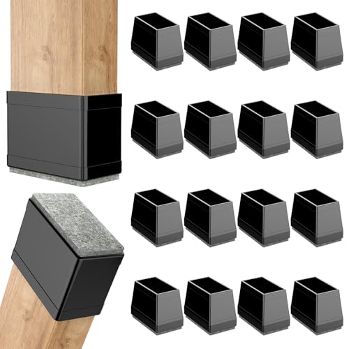Rectangle Chair Leg Protectors for Hardwood Floors,16 PCS Silicone Covers to Protect Wood Tile Floors Felt Pads Furniture Leg Caps Reduce Noise. Easy to Move. (Black, 0.75 x 1.25 Inch,Rectangular) - color: Black, size: (0.75 x 1.25")Rectangle