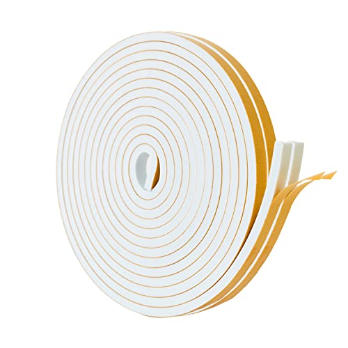 High Density Foam Weather Stripping Door Seal Strip Insulation Tape Roll for Insulating Door Frame, Window, Air Conditioner | Self Adhesive Sealing Weatherstrip (White, 1/2 in x 1/4 in 30 Ft) - color: White, size: 1/2 In x 1/4 In 30 Ft
