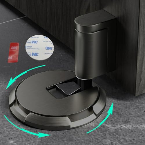 HOOFUS No Magnetic Mechanical Floor Door Stopper,Adjustable Door Holder,with Heightening pad for Door Gaps up to 1.2 Inch in Height,Nail Free or Screws (Dark Gray, 1 Pack) - color: Dark Gray, size: 1 Pack