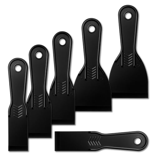 6-Pack Putty Knife - 1.5‘’ 2‘’ 3‘’ Black Plastic Putty Knife - Flexible Plastic Paint Scraper Tool for Repairing Walls, Spackling, Scraping, Plaster, Spackle, Spreader - Tamale Spackle Tools