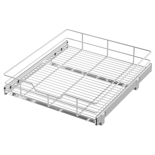 Pull Out Cabinet Organizer 20" W X 22" D, Slide Out Drawers For Kitchen Organizers and Storage, Pull Out Drawers For Cabinets Capacity Heavy Duty Caddy, Cabinet Shelves Chrome-Plated, Bathroom Pantry - color: 1 Tier - Chrome-Plated, size: 20" W X 22" D