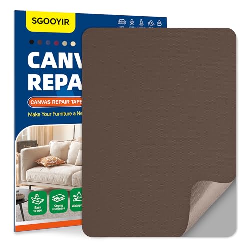 Self-Adhesive Canvas Repair Tape, 8.3" x 11" Waterproof Canvas Repair Patch, Fabric Patch Repairs Kit for Furniture, Tents, Sunbrellas, Boat Covers Awnings, Couches, Clothes, Bags Dark Brown - color: Dark Brown, size: 8.3" x 11"