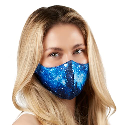 Washable Face Mask with Non-Adjustable Ear Loops & Nose Wire - color: Galaxy - Blue