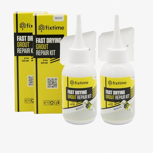 Tile Grout Repair Kit, White Grout Filler Tube 8 oz, Grout Repair Renews, Fast Drying Repait Kit, Grout Sealer for Floor Tile - Spatula Included (2xWhite) - style: 2xWhite