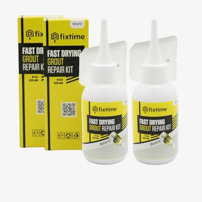 Tile Grout Repair Kit, White Grout Filler Tube 8 oz, Grout Repair Renews, Fast Drying Repait Kit, Grout Sealer for Floor Tile - Spatula Included (2xWhite) - style: 2xWhite