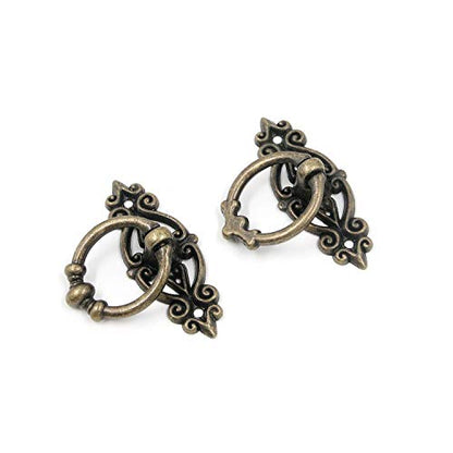 Geesatis 6 Pack Antique Bronze Vintage Cabinet Pulls - 2.5" Ring Drawer Handles - Classic Dresser Knobs with Screws - Heavy Duty Hardware for Furniture Restoration (2.5" x 1.7") - style: Traditional