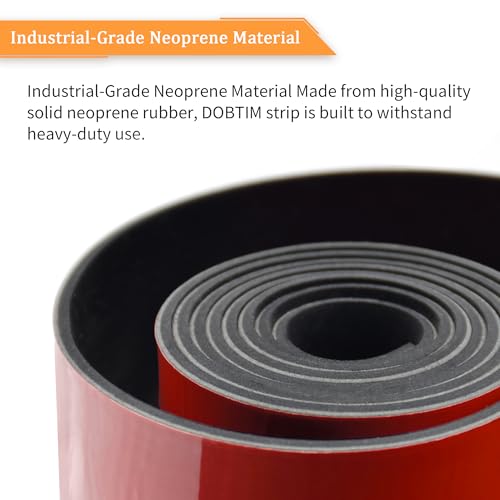 DOBTIM Solid Neoprene Rubber Strips with Adhesive Backing 1/8 (.125)" Thick x 2" Wide x 10' Long, Self Adhesive Rubber Sheets, Rolls & Strips for DIY Gaskets Crafts Pads Seals Warehouse Flooring - size: 2" X 10', style: .125" thick (Adhesive）