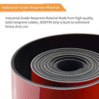 DOBTIM Solid Neoprene Rubber Strips with Adhesive Backing 1/8 (.125)" Thick x 2" Wide x 10' Long, Self Adhesive Rubber Sheets, Rolls & Strips for DIY Gaskets Crafts Pads Seals Warehouse Flooring - size: 2" X 10', style: .125" thick (Adhesive）