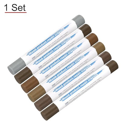 HARFINGTON Wood Filler Sticks 6 Colors Wooden Wax Touch Up Furniture Repair Crayons for New Walnut, Light Brown Gray, English Gray, Eucalyptus Gray, Original Wood, Oak - color: Modern Gray Series
