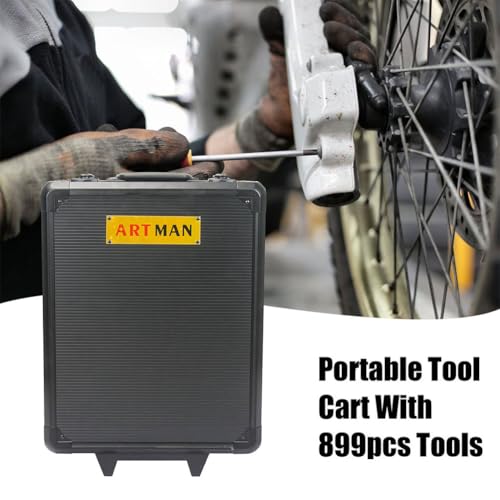 899pcs Home Repair Tool Set Kit, Toolbox Storage Case with Drawer, General Household Tool Kit, Tool Set Kit Home Tool Kit for All Purpose for Maintenance, Garden, Homeowner, Handyman,Black - color: Black