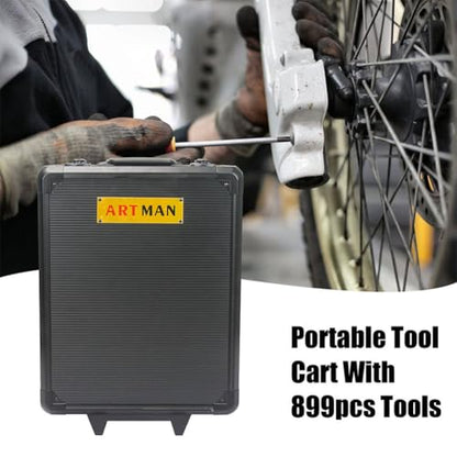 899pcs Home Repair Tool Set Kit, Toolbox Storage Case with Drawer, General Household Tool Kit, Tool Set Kit Home Tool Kit for All Purpose for Maintenance, Garden, Homeowner, Handyman,Black - color: Black