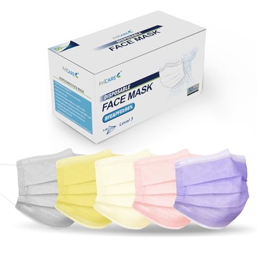 FriCARE Disposable Face Masks, 3-Ply ASTM Level 3 Medical Grade, Breathable & Comfortable for Adult Daily Work/Sun Protection, 50 Pack Peach Blossom Dream - color: Peach Blossom Dream