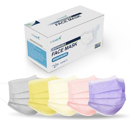 FriCARE Disposable Face Masks, 3-Ply ASTM Level 3 Medical Grade, Breathable & Comfortable for Adult Daily Work/Sun Protection, 50 Pack Peach Blossom Dream - color: Peach Blossom Dream