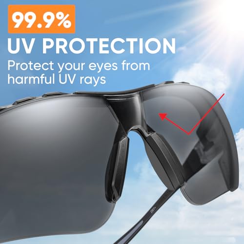 TICONN Anti-Fog Safety Glasses for Men and Women, ANSI Z87.1 Scratch Proof Eye Goggles with Adjustable Arms and UV Protection - style: 1 Pack/Gray