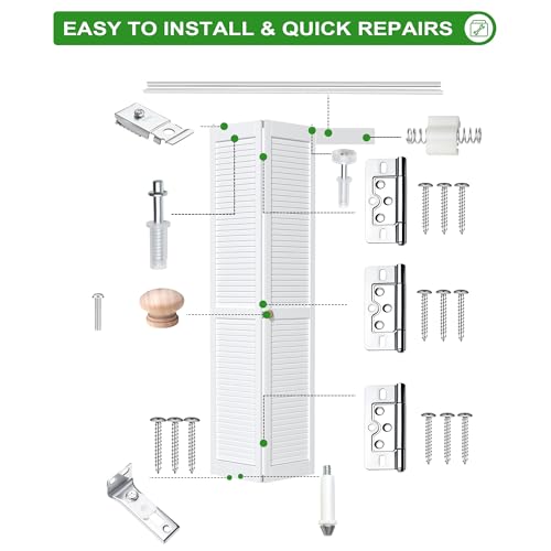 30IN Bi-fold Door Track Kit, 1Kit White Bi-fold Door Hardware Closet Door Track Repair Tool Kit Included Full Accessories - size: 30IN - 1Kit
