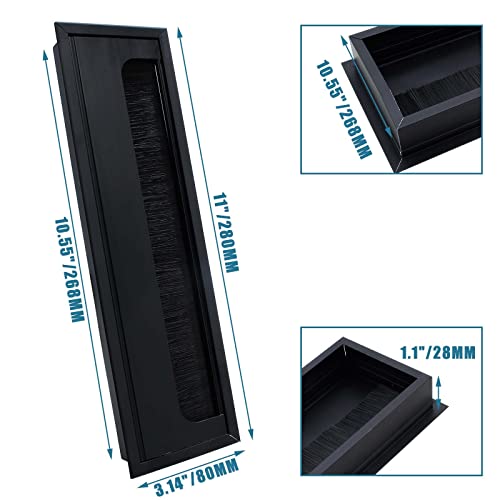 1 Pack Rectangle Hole Cover Square Cable Grommet 280x80mm Wire Cover for Management Computer Desk