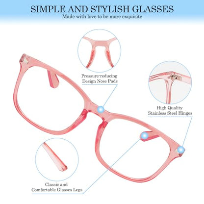 Blue Light Glasses Woman Blue Light Blocking Glasses Mens Blue Light Glasses for Girls Computer Gaming - color: Pink, size: 1pc