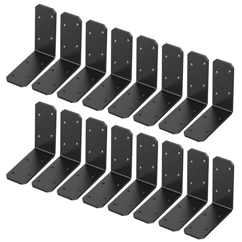 3"x3"x1.2" Steel L Bracket, 90 Degree Metal Iron Corner Brace - Right Angle Joist Brackets for Wood Shelves, Desk, Fence, Furniture Repair (Black-16 Pcs) - color: Black-16 Pcs