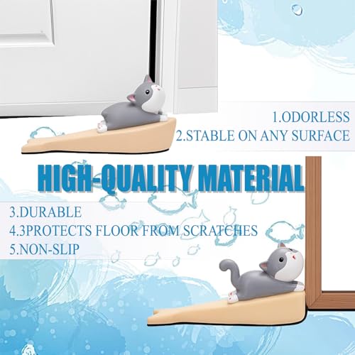 Door Stoppers for Bottom of Door Stops, Door Stop Stoppers Security Decorative, Rubber Door Stopper Wedge Holder to Keep Open Cute Cat Wedge（1 Pack）