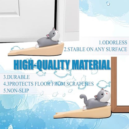 Door Stoppers for Bottom of Door Stops, Door Stop Stoppers Security Decorative, Rubber Door Stopper Wedge Holder to Keep Open Cute Cat Wedge（1 Pack）