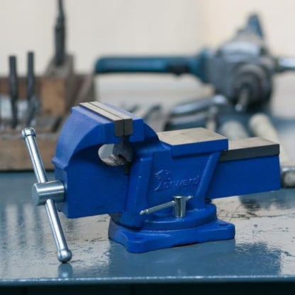 Forward General Purpose Bench Vise 6 Inch Ductile Iron Home Vice with Swivel Base and Anvil, 6" Jaw Width, 5" Max Opening - size: 6 Inch