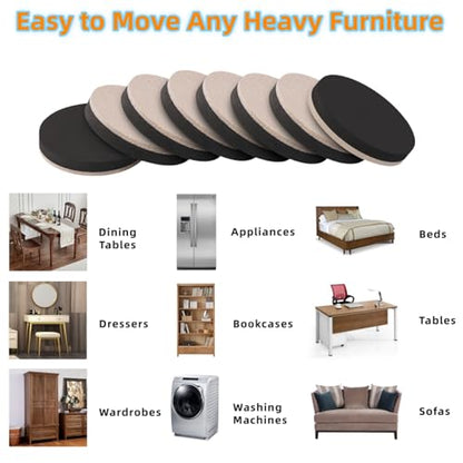 Felt Furniture Sliders for Hardwood Floors - Furnigear 16 PCS 3 3 ½" Furniture Moving Pads Sliders – Heavy Duty Felt Sliders Chair Leg Floor Protectors - Move Your Furniture Easily & Safety - size: 3 1/2 inch - 16 PCS Beige
