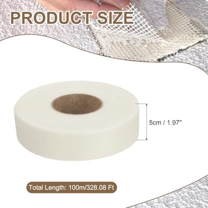 PATIKIL Drywall Repair Mesh Tape, 2 inch x 328 ft Fiberglass Repair Patch Self-Adhesive Dry Wall Joint Tape 10 Mesh Wall Hole Crack and Seam Patch, White - size: 2 inch x 328 Feet