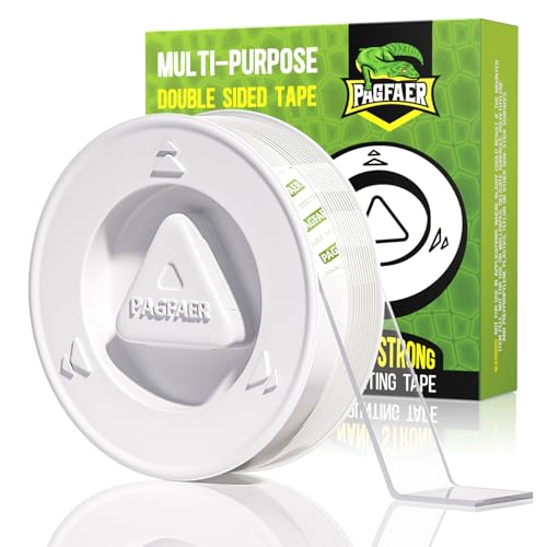 Double Sided Tape Heavy Duty, 16.4 FT Double Sided Mounting Tape, Clear & Tough Two Sided Nano Tape, Removable Picture Hanging Strips for Wall, Poster, Carpet, Balloon Home Outdoor