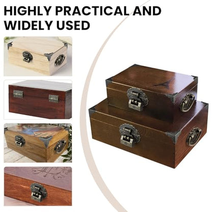 Retro Hardware Kit Includes Hasp Latch Padlock Hinges Corner Protectors and Pull Handle, Antique Decorative Kit with Screws for Jewelry Box Cabinet Wooden Box Handcrafts Project Bronze