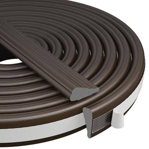 Wedge-Shape Window Weather Stripping Door Frame Seal Strip 3Pcs×196" Brown,Upgrade Black Foam,Soundproofing,Draft Stopper,Winter Insulation,Noise Blocker, Gap Filler for Exterior Front Door Side - color: Brown, size: 3pcs×196"
