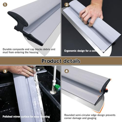 ROLLINGDOG 24" Drywall Skimming Blade - 2pcs 0.5mm and 2pc 0.3mm Stainless Steel, Tape Knife Finishing Tools for Smoothing Wall and Ceiling,Joint Compound - size: 24" Skimming Blade