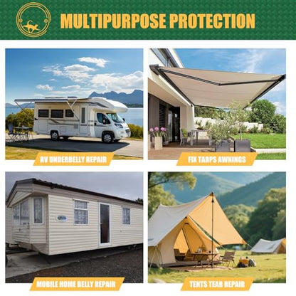 RV Underbelly Material Repair Tape, Flex Belly Seal Tape with Permanent Strong Adhesive for RV, Mobile Home, Camper Travel Trailer, RV Awning Tear Repair Kit, Waterproof, 4 INCH x 20 Feet - size: 4 Inch X 20 Feet