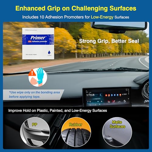 Tapsi Double Sided Tape Heavy Duty – Waterproof Foam Mounting Tape 0.98" x 18 FT with 10 Adhesion Promoters – Strong Adhesive for LED Strip Lights, Car Trim, Walls, Home, Office & Outdoor Decor