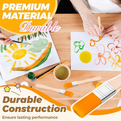 12PCS Paint Brushes,1/2 Inch Flat Small Paint Brush with Wood Handle,Nylon Bristle Trim Painting Tool,Touch Up Paints Brushes for Walls Cabinets Fences Furniture (Yellow Pencil Hair) - color: Yellow Pencil Hair